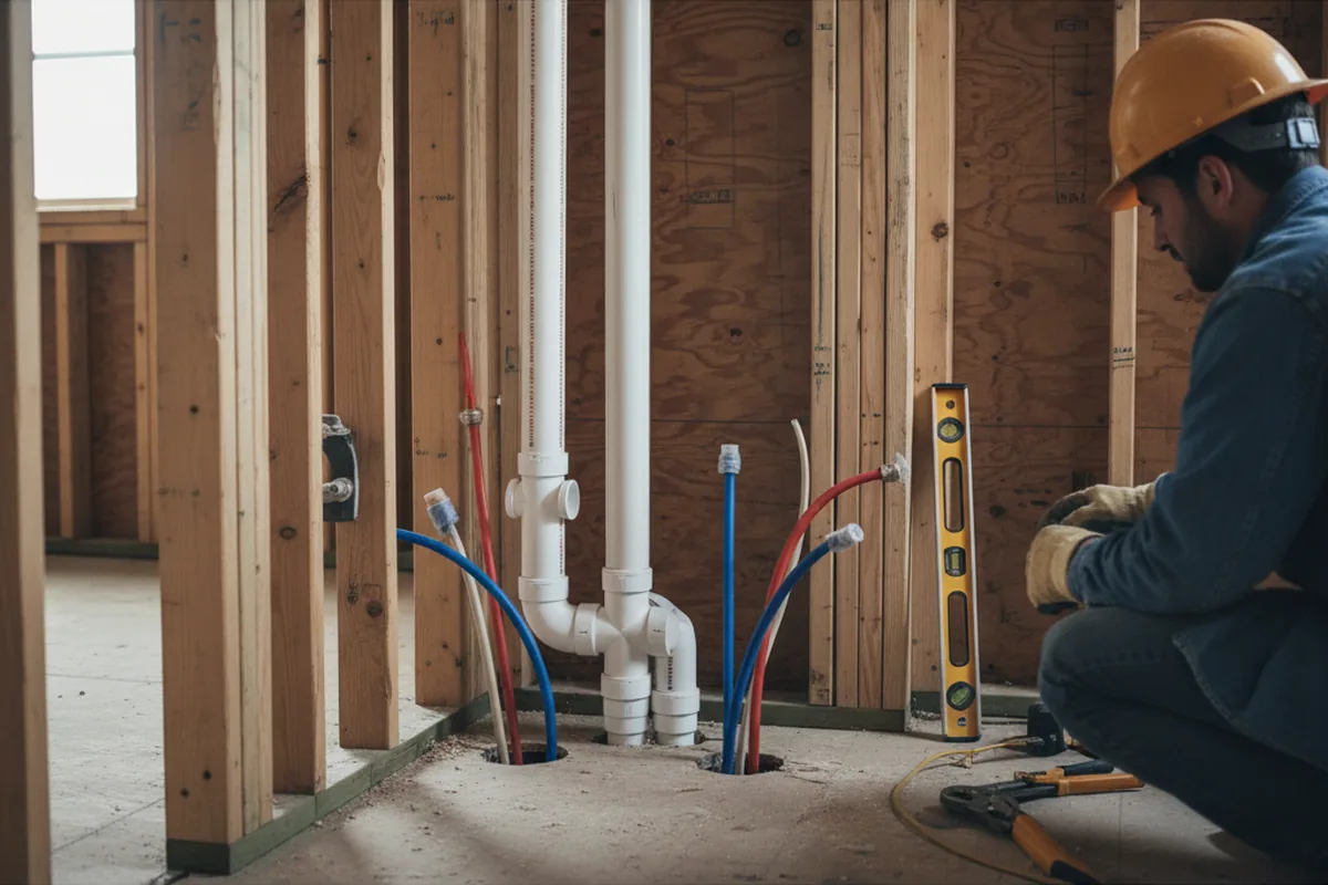 Drain and supply rough-in during Leak Detection in Kingwood